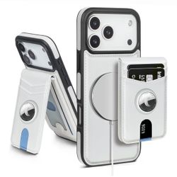 iPhone 17 Pro Case Wallet with AirTag Holder with Detachable RFID Blocking Credit Card Holder