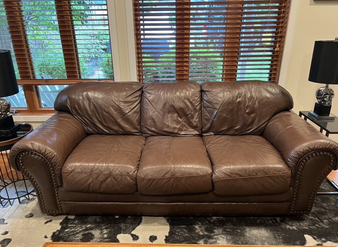 Brown Leather Couch - FREE