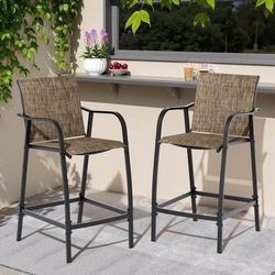SALE! New Set of 2 Outdoor Patio Barstools, Brown