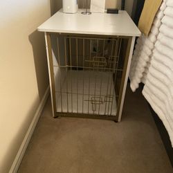 NEW! White And Gold Dog Crate End Tables Set of 2 