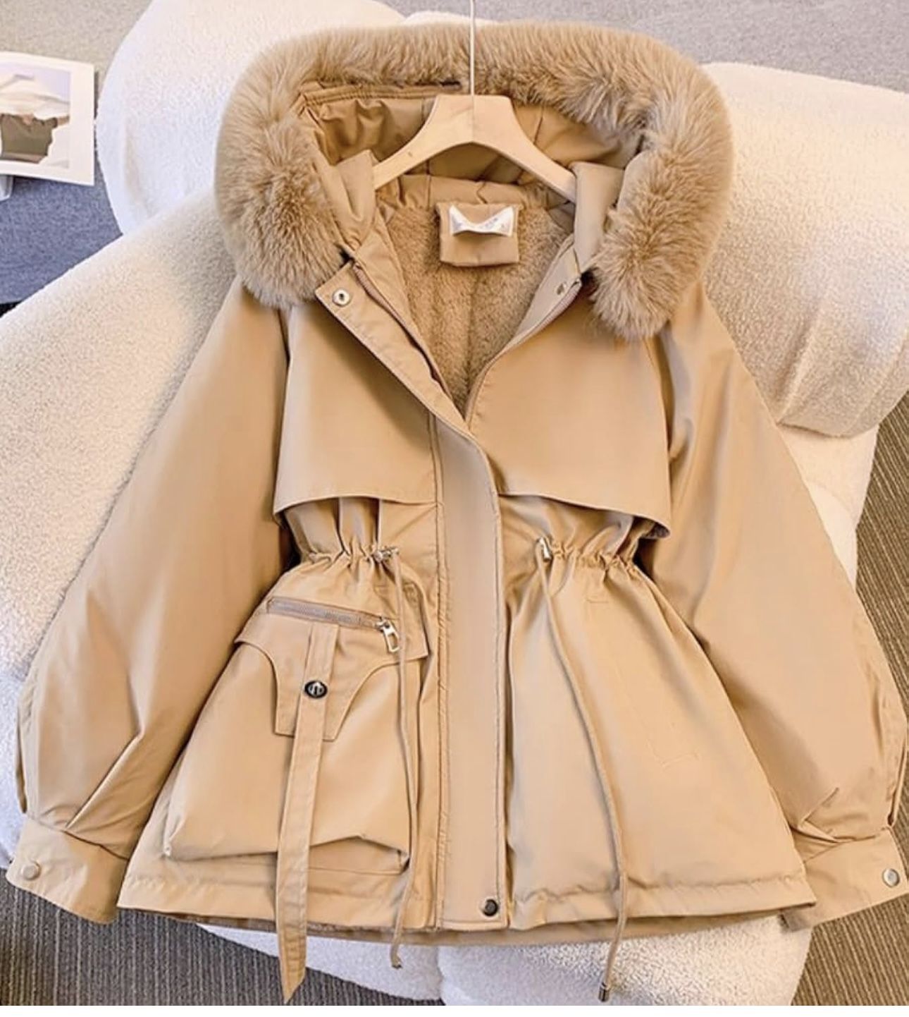 Women's Cute Solid Mid-Length Parka Winter Weatherproof Outerwear Jacket Soft Thicken Warm Snow Coat