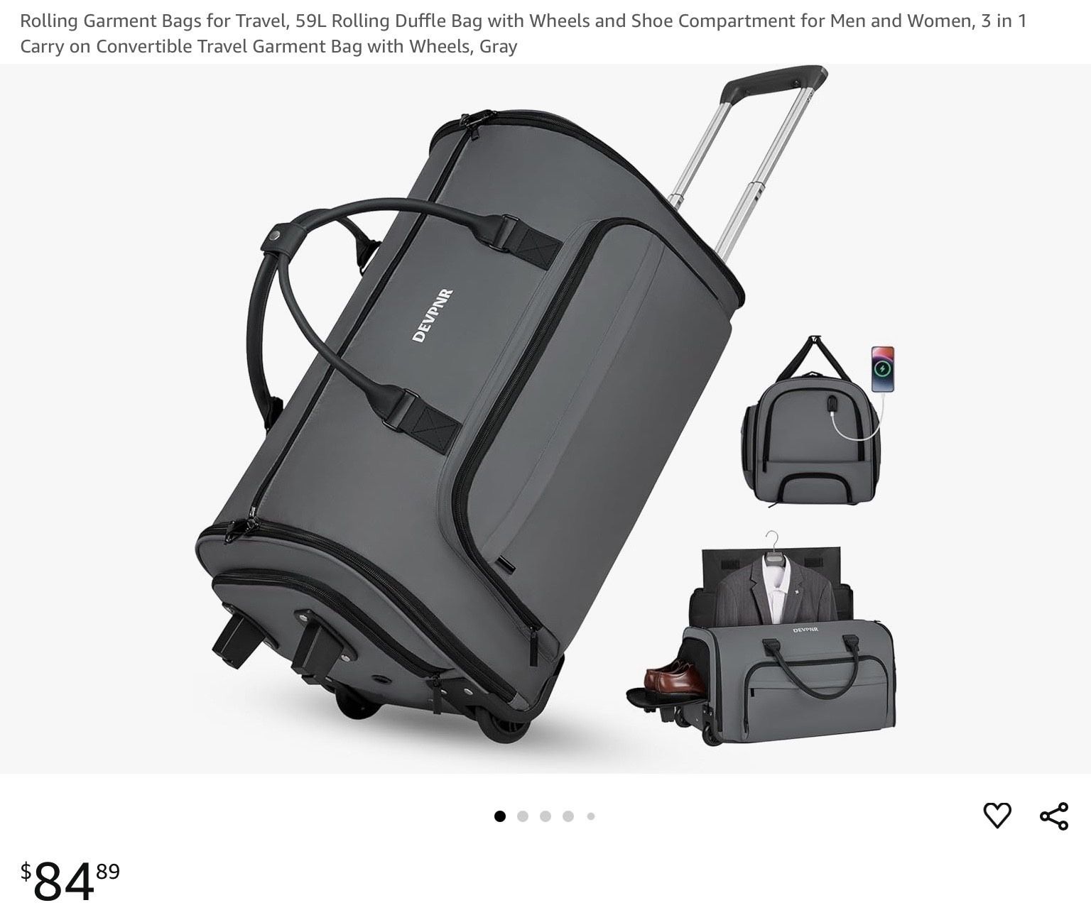 Rolling Garment Bag New