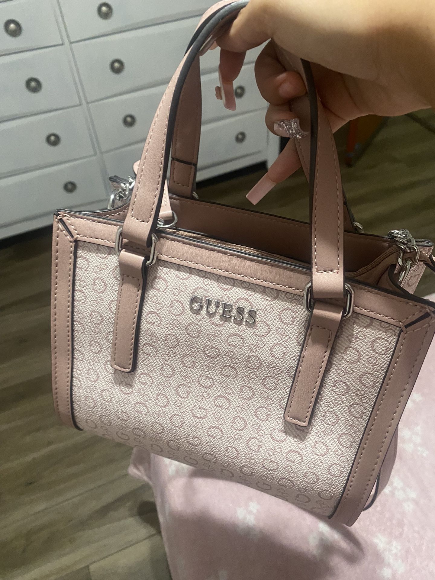 Pink Guess Purse/cross Body Bag