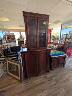 2 piece dark brown cabinets