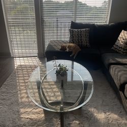 Mirage glass top black coffee table and 2 end tables