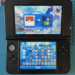 Nintendo Blue 3DS XL With Pokemon Bank, Pokemon DS, Stylus, 64 GB SD Card