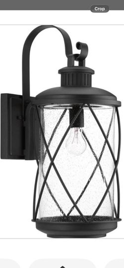 Progress Lighting Hollingsworth Collection 1-Light Textured Black Clear Seeded Glass Farmhouse Outdoor Large Wall Lantern Light Store SKU# 1002-952-30