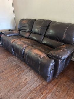 Leather couch and loveseat