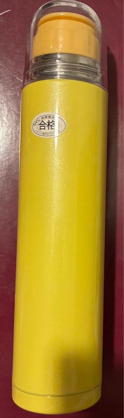 Yellow Stainless Steel thermos with Carrying Case made in Japan
