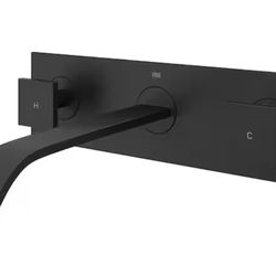 VIGO Titus Two Handle Wall Mount Bathroom Faucet in Matte Black