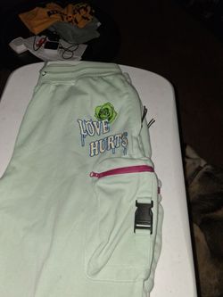 Love Hurts Mint Green Cargo Sweatpants