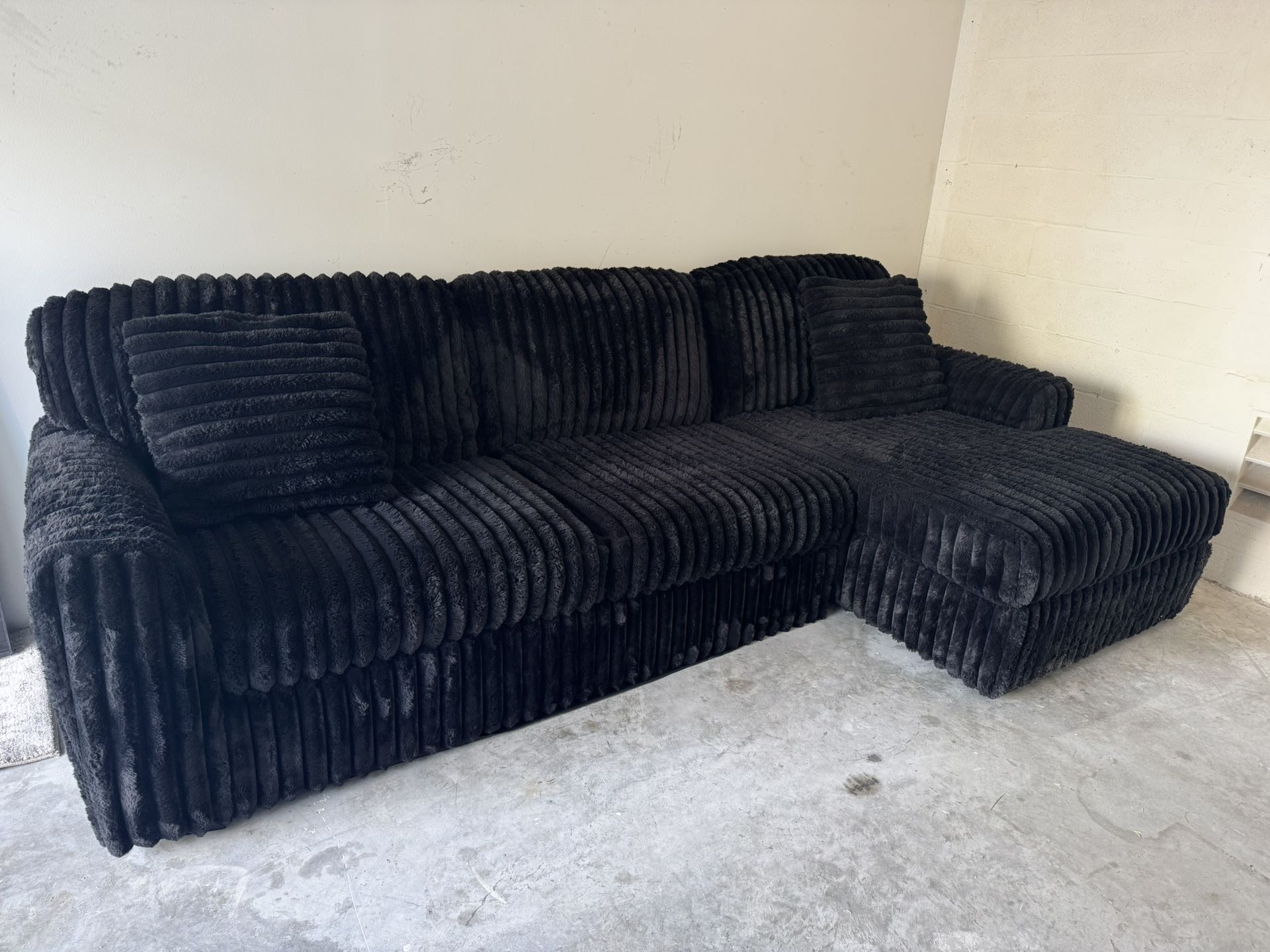 Ashley Furniture black Corduroy Sectional Sofa Couch