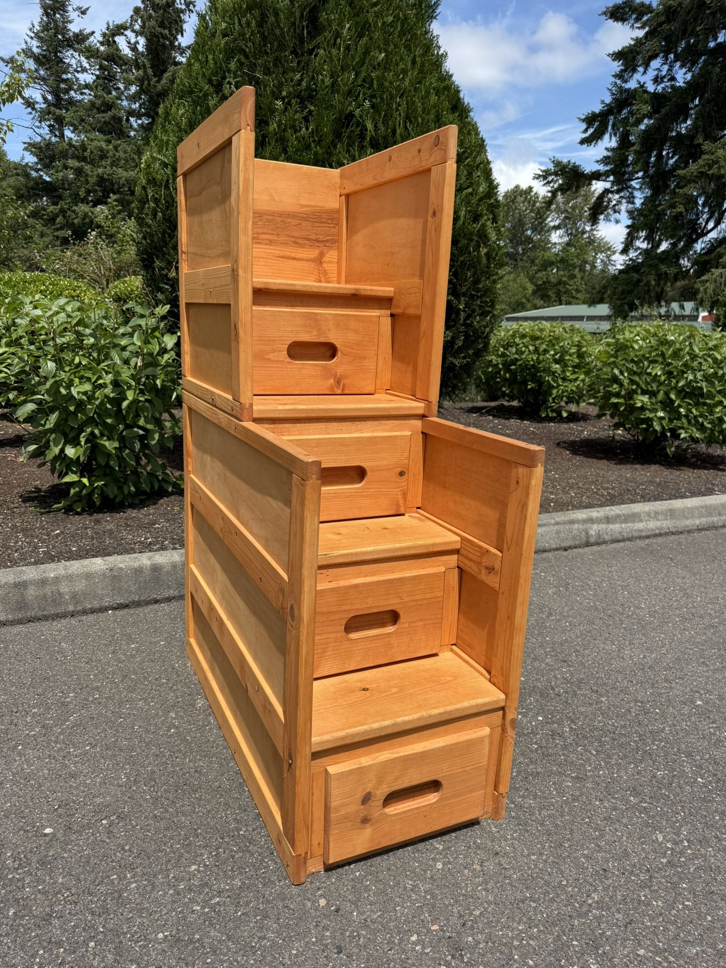 Bunk Bed Stairs w/ Drawers . Wooden staircase for two beds.