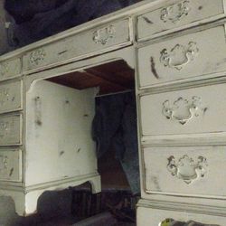 Beautiful Distressed White Wash Office Desk Solid Wood