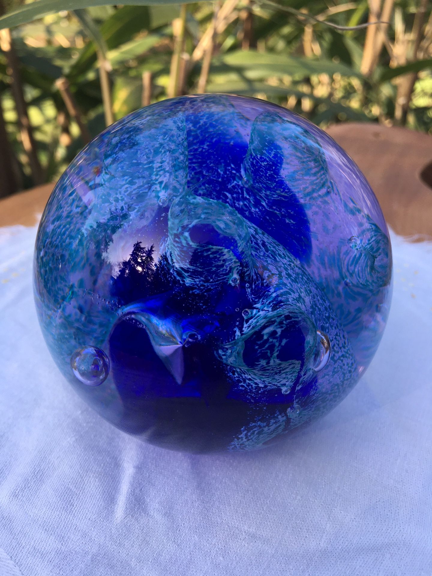 CAITHNESS - High Seas - Blue Swirl Glass Paperweight -