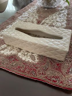 White Ceramic Tissue Box Cover