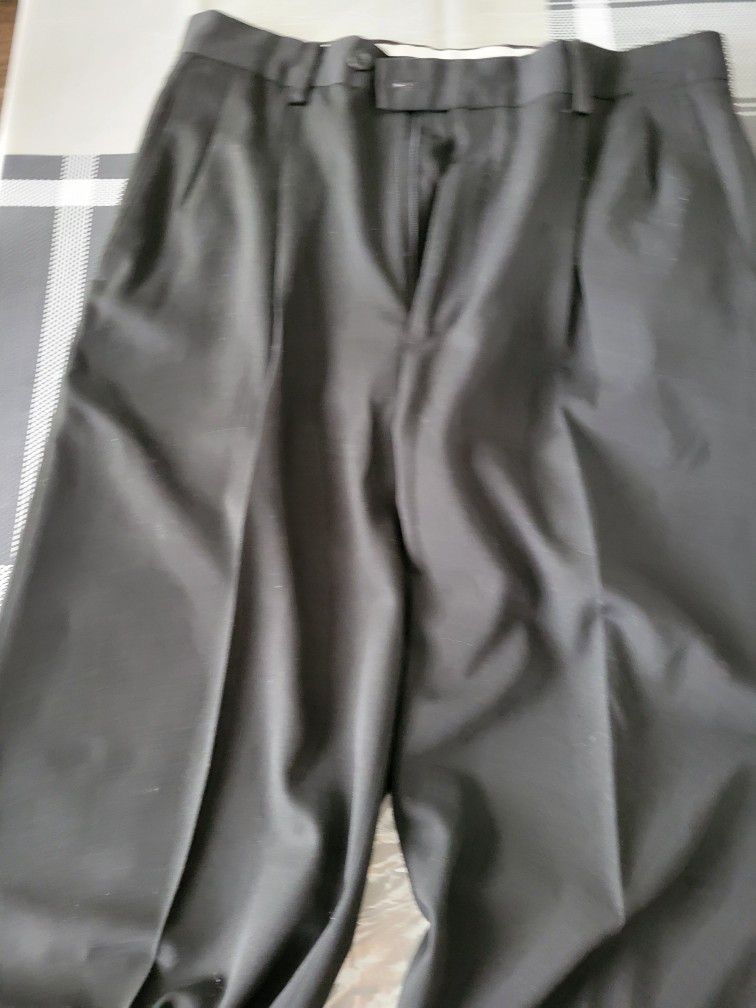 Mens Dress Slacks Front Pleated With S/m Vest Black  Size 30x32