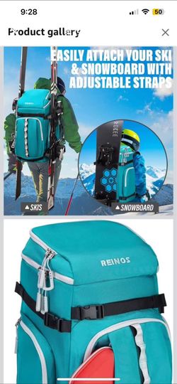 Travel Ski Boot Bag Backpack - Durable Boot Bags for Skiing Accessories, 60L Water-Resistant Padded Snow Skate Bag - Ski Gear Bag for Snowboard Boots,