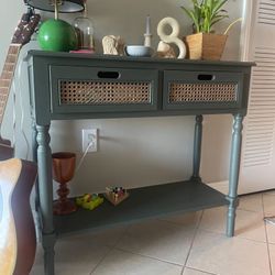 Console Table Wicker 2 Drawer Front Door Table 