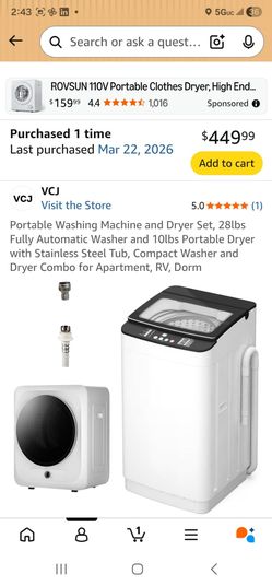 VCJ Portable Washing Machine and Dryer Set