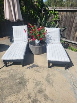 Patio lounge chairs and table