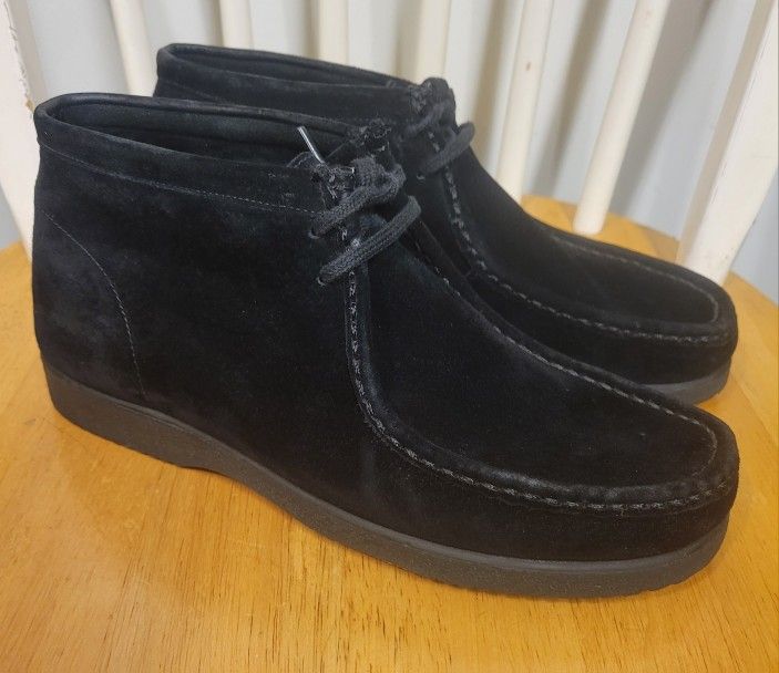 Hush Puppies Women's Bridgeport Wallabee Desert black suede Boots Shoes Sz 10