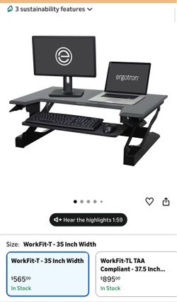 Ergotron WorkFit 35" Standing Desk Converter – Black