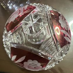 Cut To Clear Ruby Candy Dish