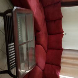 Burgundy Sectional With Table 200.00