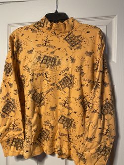 Orange & Black Halloween tPrint Mock Neck - Size XL