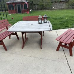 Solid Wood Table And One Bench 
