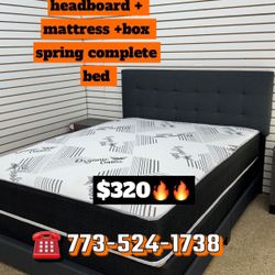 Queen Bed 🛏️ Headboard With Frame And Mattress Set Included Brand New In Box 📦 Available In All Sizes Same Day Delivery 🚚 