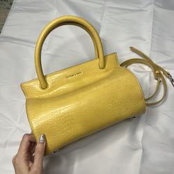 Charlie & Keith ginger yellow handle handbag / crossby bag