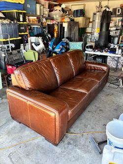 Brown leather couch