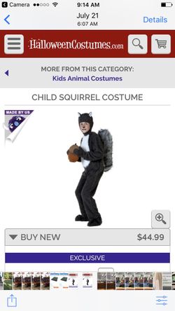 Squirrel costume - like new - 3T - $25