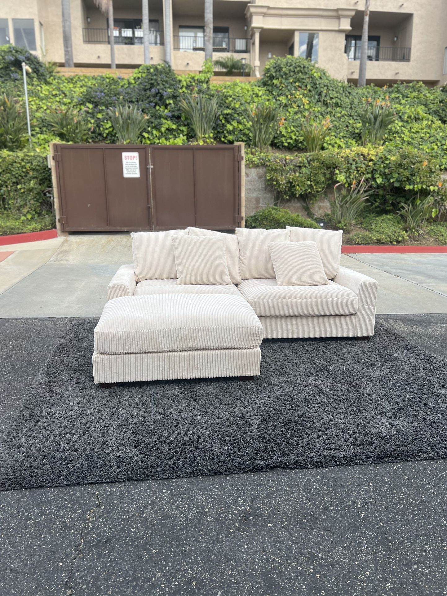 Pending Drop - Arzelia 3 - Piece Cream Corduroy Sectional Sofa • Couch by Wade Logan | Free Delivery