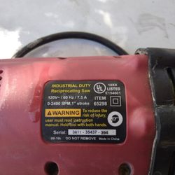 Chicago Electric Industrial Duty Reciprocating Saw. 