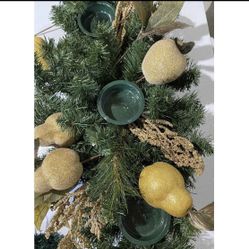 Large Holiday Christmas Pear Plastic Pine 3 Candle Holder. New Years Celebration