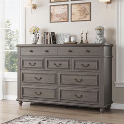 Farmhouse Dresser for Bedroom 9 Drawer Dresser with Deep Drawers
