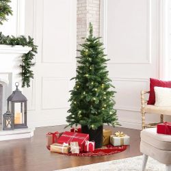 4.5Ft Pre-Lit Green Full Fir Potted Artificial Christmas Tree ,AP2125