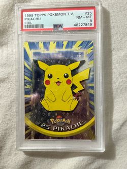 1999 TOPPS POKEMON TV FOIL #25 PIKACHU PSA 8