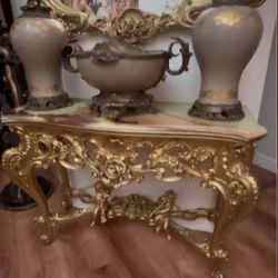 Juego De Porcelana Y Bronze 