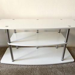 White Wood & Metal 3-Tier TV Stand