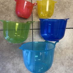 5pcs Plastic Mixing Bowl With Handle Set, New