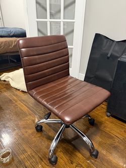 Brown Faux Leather Armless Office Chair