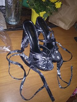 Black Paisley Bandana Print Heeled Sandals