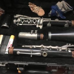 Vintage German clarinet in case musical music  instrument