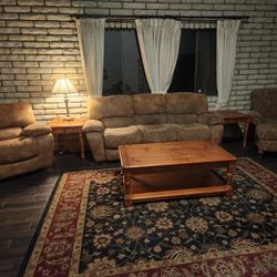 Living Room Furniture Set Couch With Recliners, Recliner, Chair With Ottoman, Coffee And End Tables