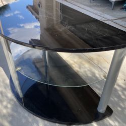 Modern Black Glass Console TV Stand Table 