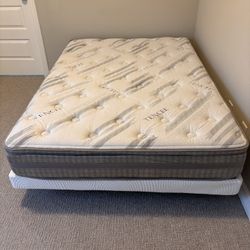 Full Size Bed Frame, Base And Tencel Mattress In Great Condition